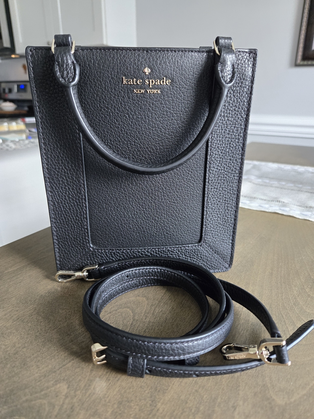 kate spade New York Lena Black Leather Mini Tote